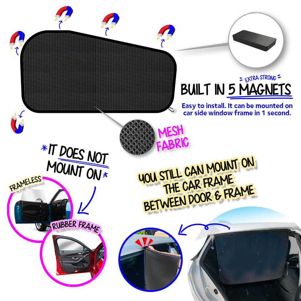 Sourcingmap 2 Pcs 100cm X 50cm Auto Car Window Side Folding Sun Shade Black Mesh - View #2