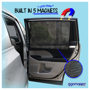 BEBEDECO Magnetic Car Sun Shade For Side Windows - Blocks Sun & UV For Kids, Pets & Family Rides