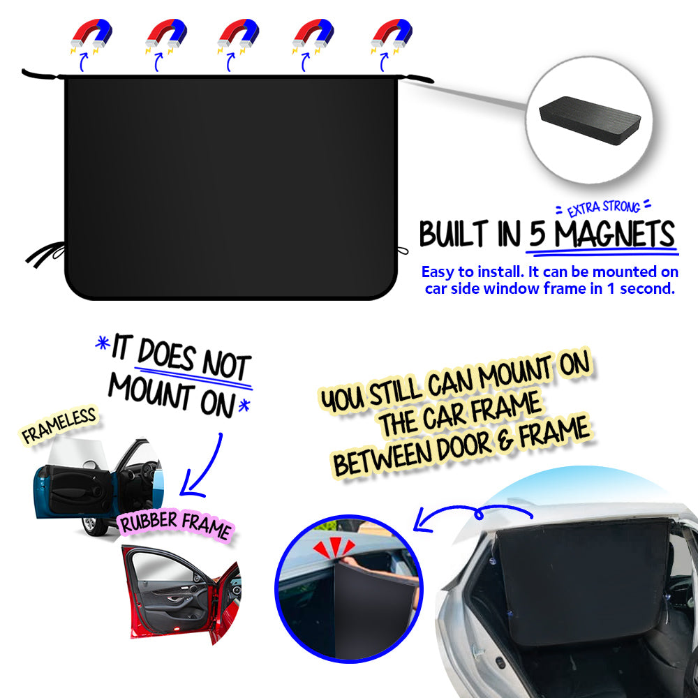 Magnetic Car Window Shade Shade - Solid Black Cloth