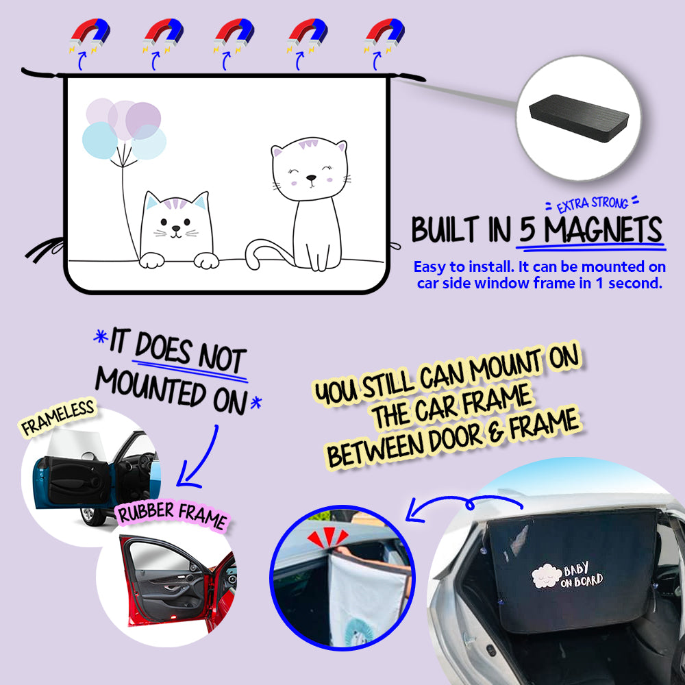 Magnetic Car Window Shade Shade - Cat